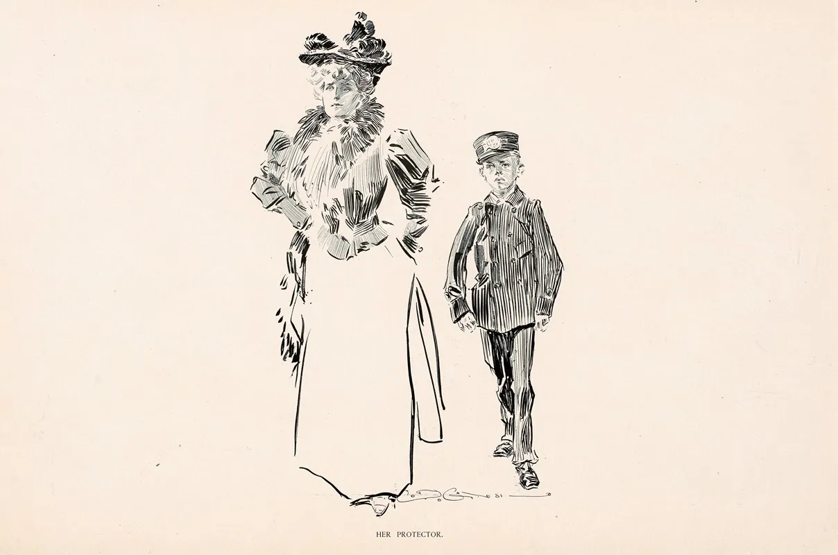 Her Protector Wall Art by Charles Dana Gibson - High-Resolution Digital Print