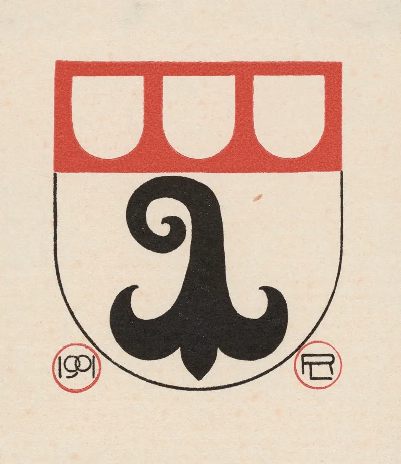 Heraldic Bookplate Wall Art by Lorenz Max Rheude - High-Resolution Digital Print