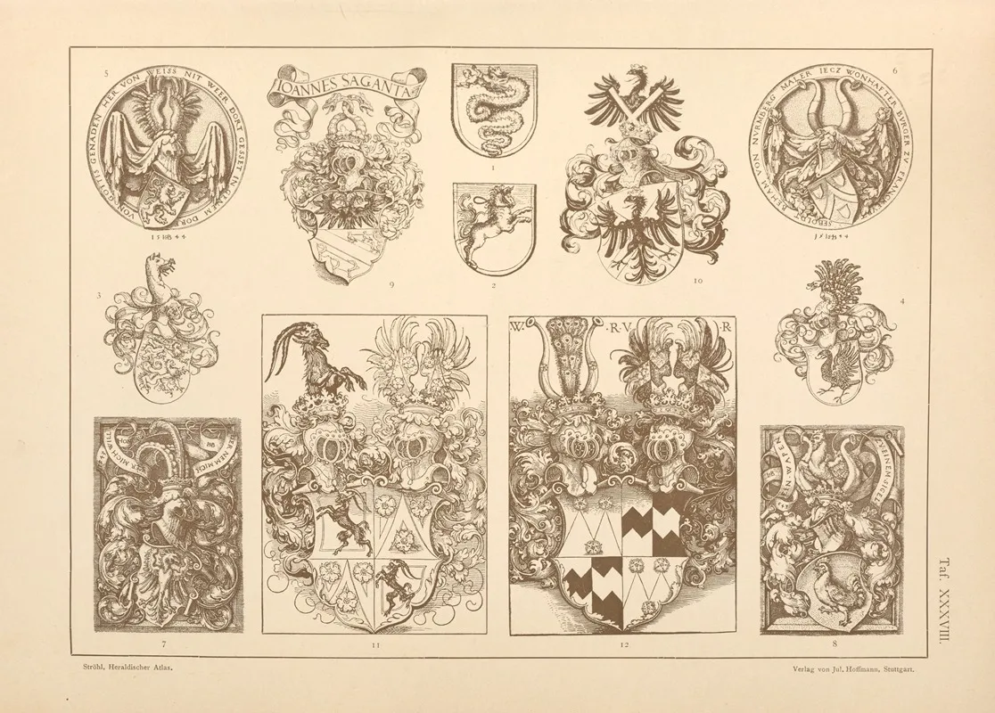 Heraldischer Atlas Pl 34 Wall Art by Hugo Gerhard Ströhl - High-Resolution Digital Print