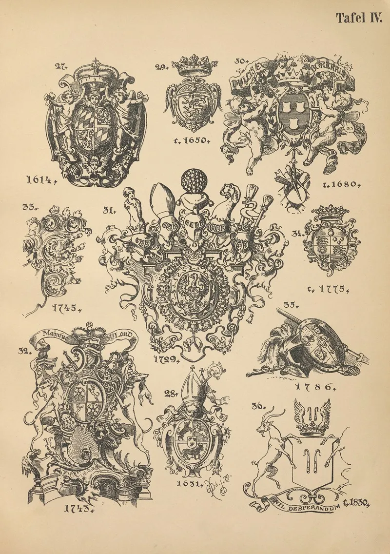 Heraldischer Handbuch Fur Freunde Der Wappenkunst Pl 04 Wall Art by Emil Doepler - High-Resolution Digital Print