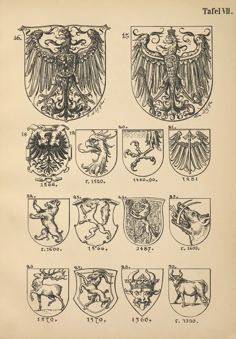 Heraldischer Handbuch Fur Freunde Der Wappenkunst Pl 07 Wall Art by Emil Doepler - High-Resolution Digital Print