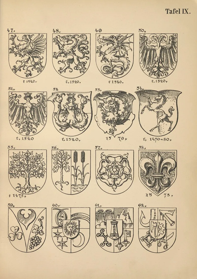 Heraldischer Handbuch Fur Freunde Der Wappenkunst Pl 09 Wall Art by Emil Doepler - High-Resolution Digital Print