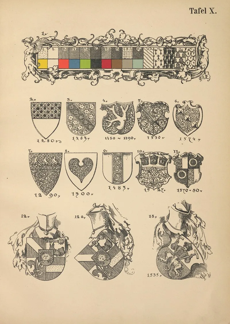 Heraldischer Handbuch Fur Freunde Der Wappenkunst Pl 10 Wall Art by Emil Doepler - High-Resolution Digital Print