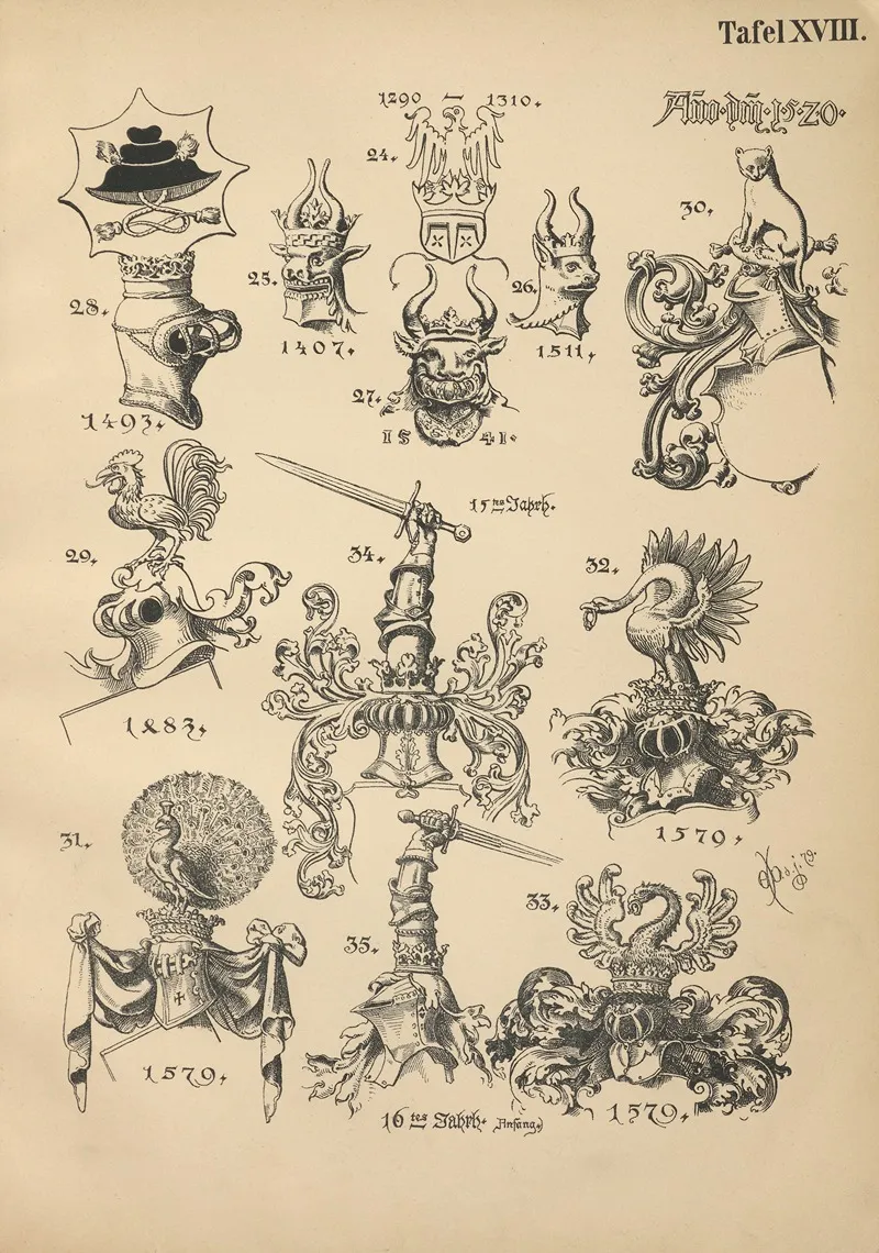 Heraldischer Handbuch Fur Freunde Der Wappenkunst Pl 17 Wall Art by Emil Doepler - High-Resolution Digital Print