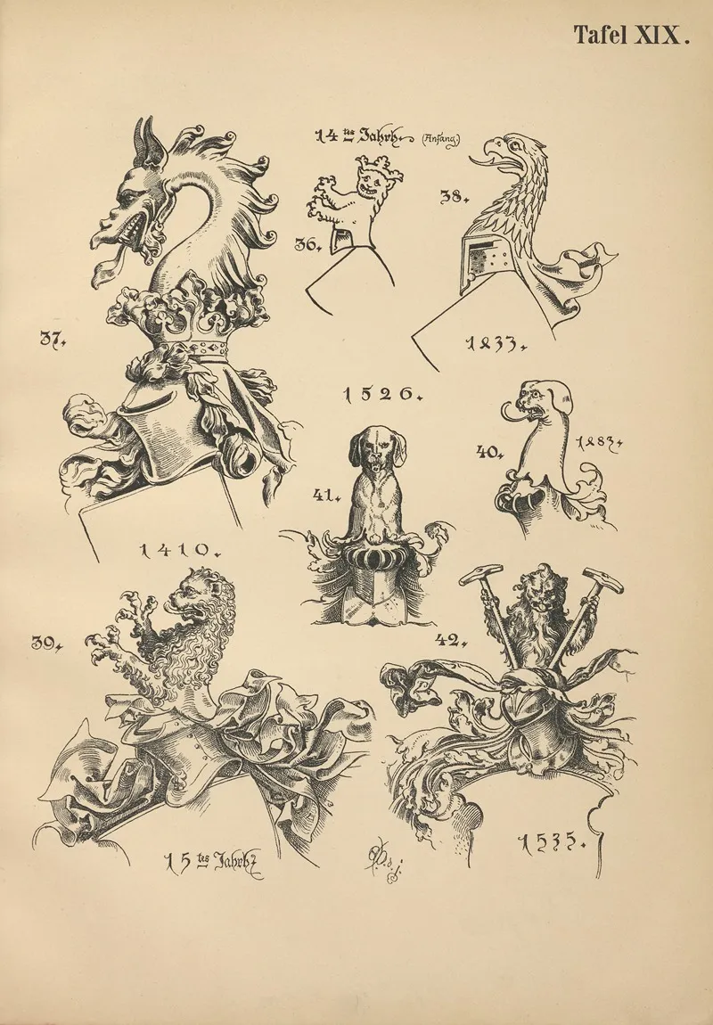 Heraldischer Handbuch Fur Freunde Der Wappenkunst Pl 18 Wall Art by Emil Doepler - High-Resolution Digital Print