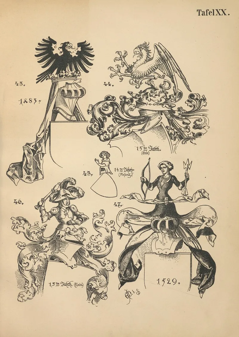 Heraldischer Handbuch Fur Freunde Der Wappenkunst Pl 19 Wall Art by Emil Doepler - High-Resolution Digital Print