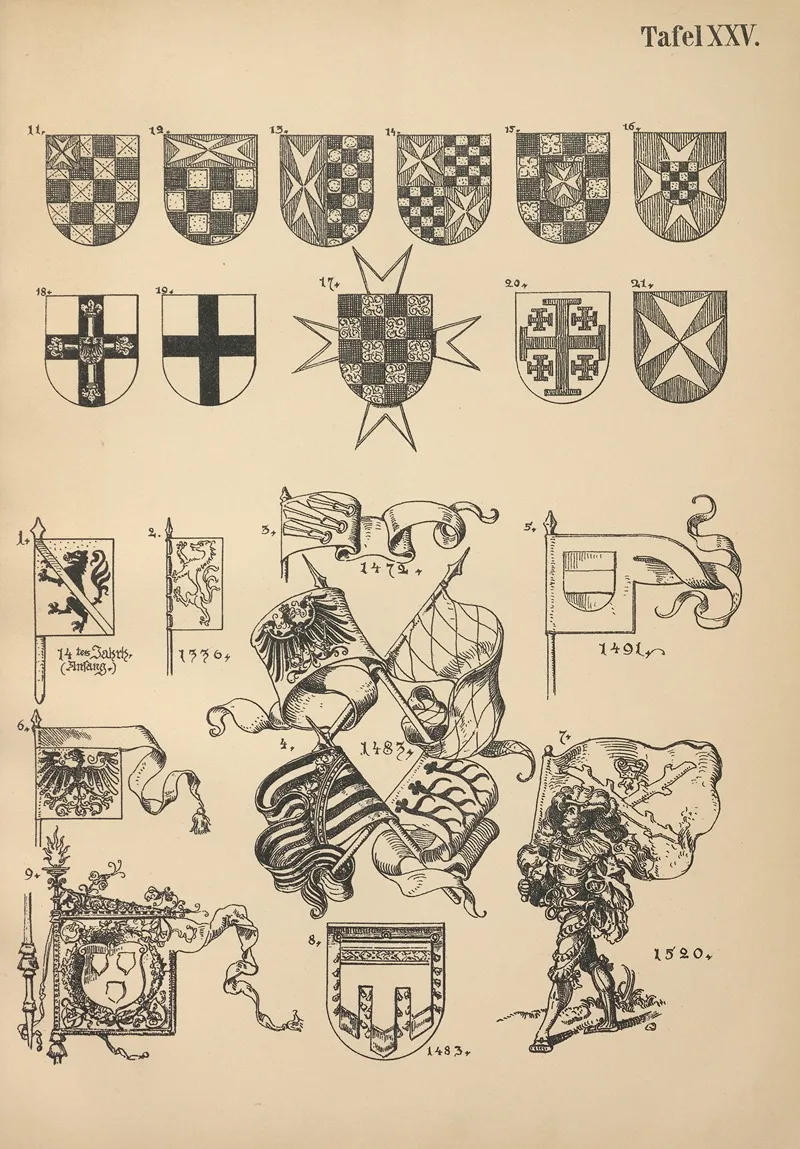 Heraldischer Handbuch Fur Freunde Der Wappenkunst Pl 24 Wall Art by Emil Doepler - High-Resolution Digital Print