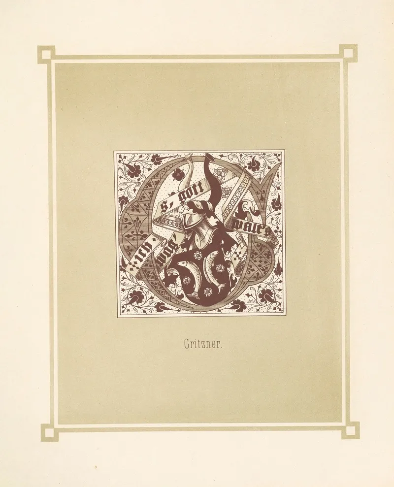 Heraldisches Alphabet Pl 08 Wall Art by Adolf Matthias Hildebrandt - High-Resolution Digital Print