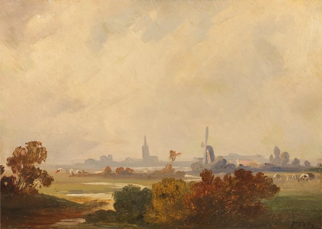 Herbstlandschaft In Holland Wall Art by Friedrich Voltz - High-Resolution Digital Print