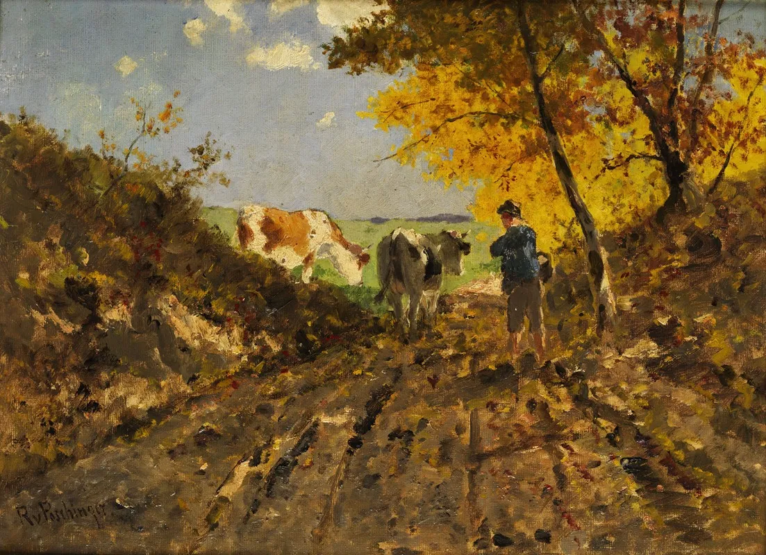 Herbstlandschaft Mit Kuhen