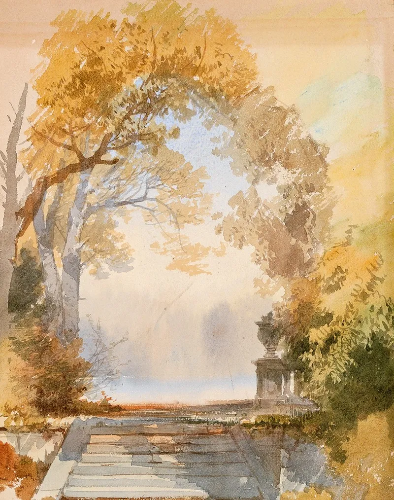 Herbstlicher Park Mit Einer Treppe Wall Art by Ernst Erwin Oehme - High-Resolution Digital Print