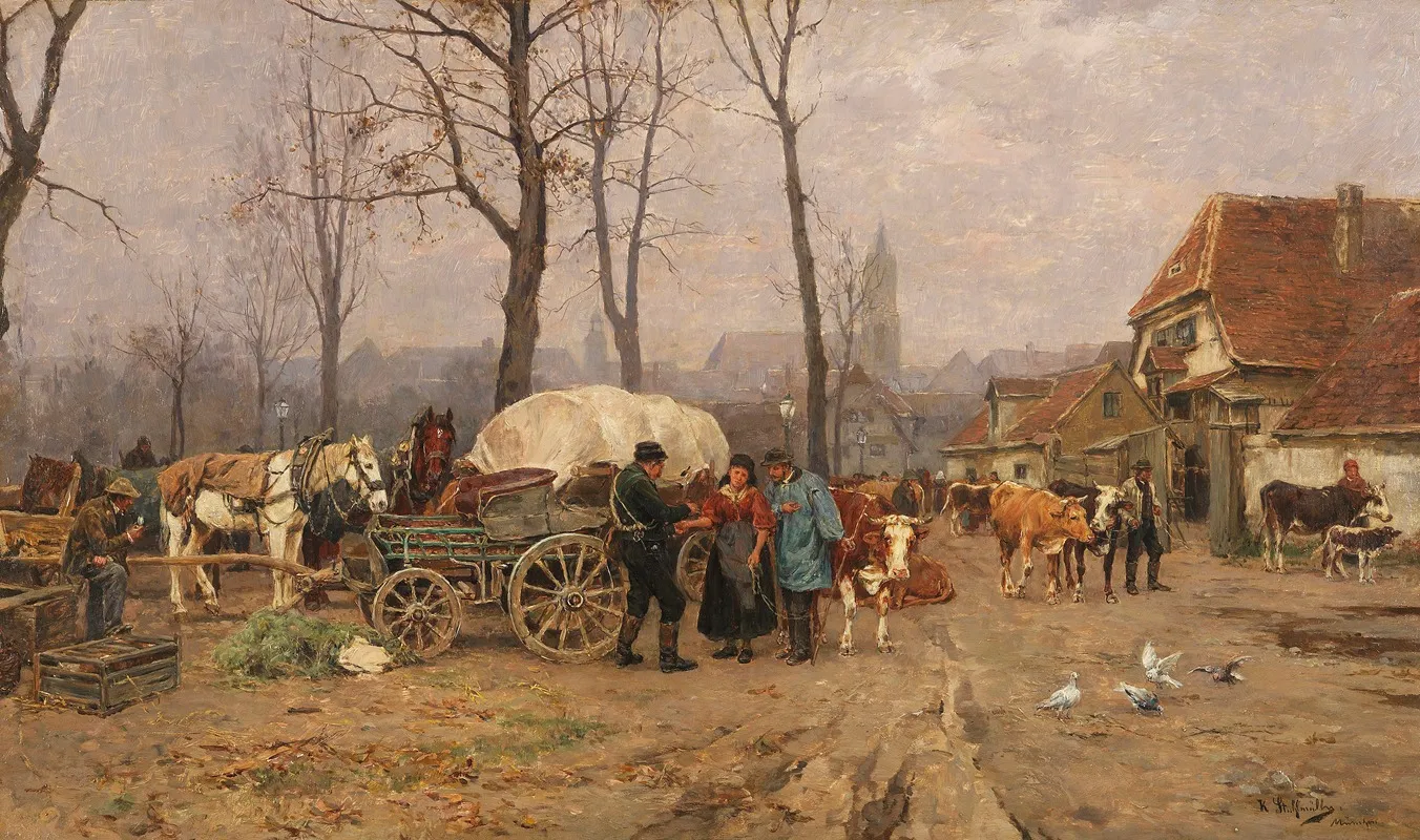 Herbstlicher Viehmarkt Wall Art by Karl Stuhlmüller - High-Resolution Digital Print
