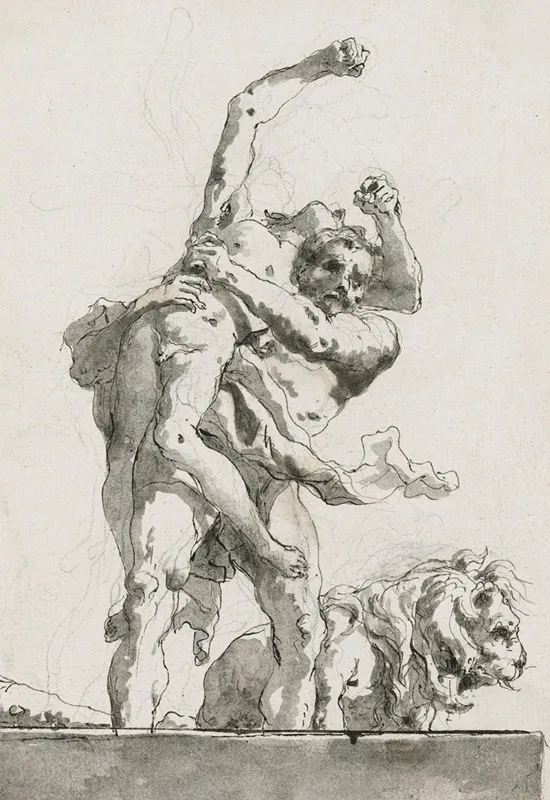 Hercules And Antaeus 4 Wall Art by Giovanni Domenico Tiepolo - High-Resolution Digital Print