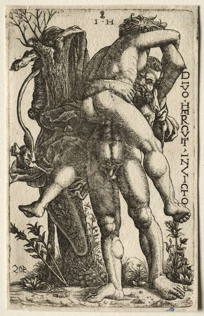 Hercules And Antaeus 7 Wall Art by Hieronymus Hopfer - High-Resolution Digital Print