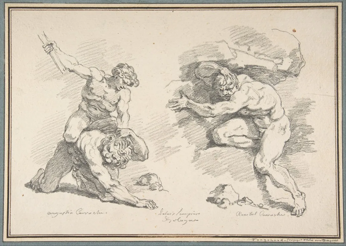 Hercules And Cacus After Annibale Carracci And The Destruction Of Enceladus After Agostino Carracci