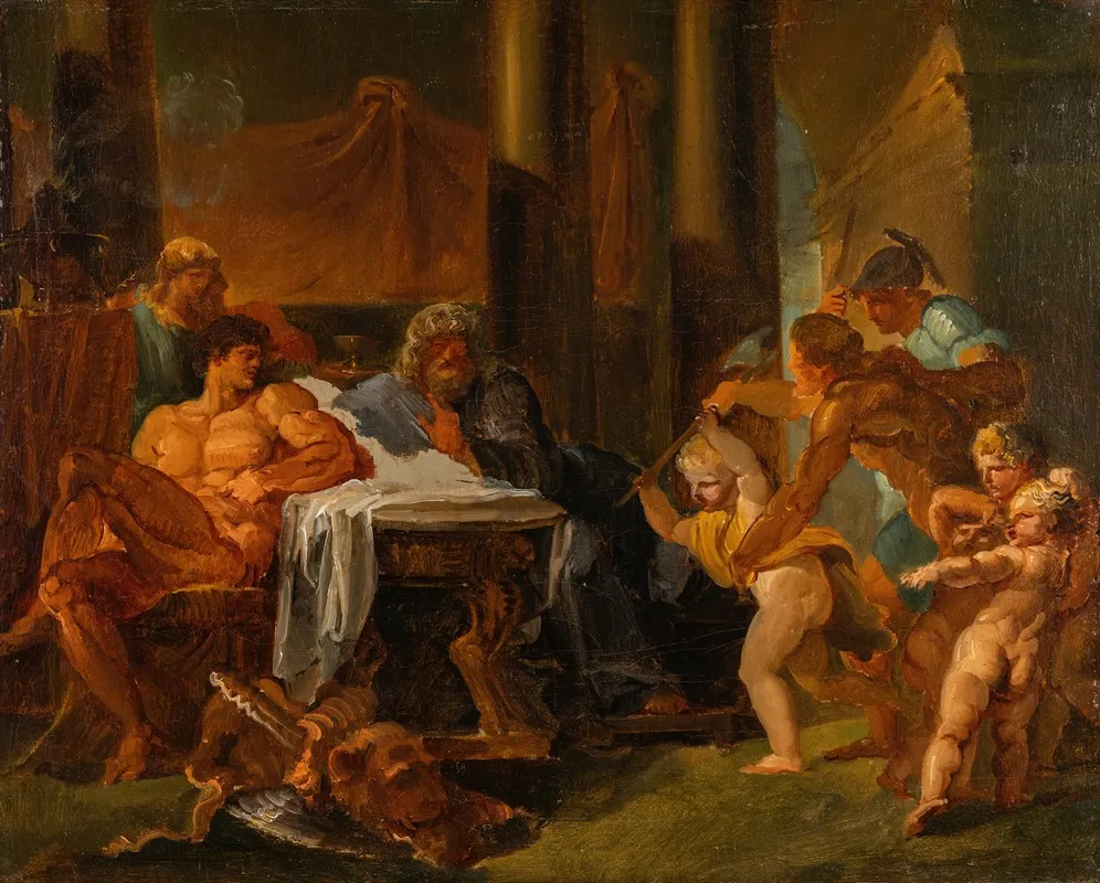 Hercules And Theseus In The Palace Of King Pittheus Wall Art by Louis Masreliez - High-Resolution Digital Print