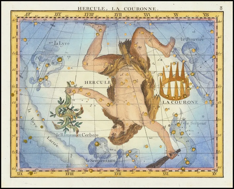 Hercules La Couronne Hercules And The Crown Wall Art by John Flamsteed - High-Resolution Digital Print