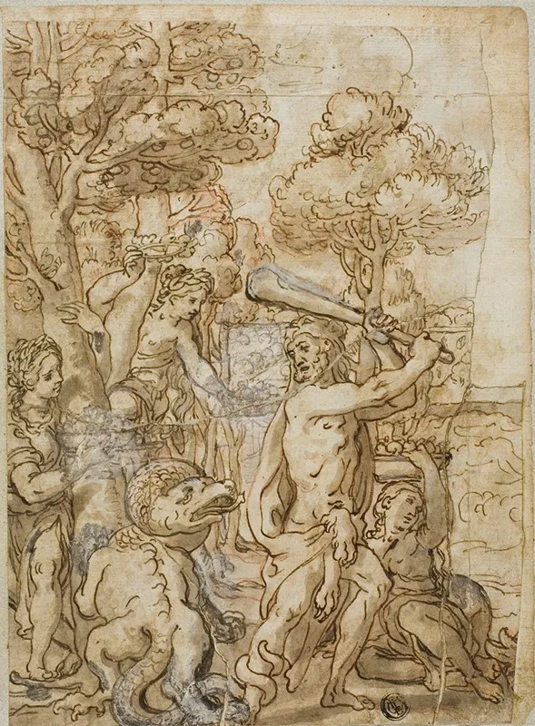 Hercules Slaying The Serpent Ladon In The Garden Of The Hesperides
