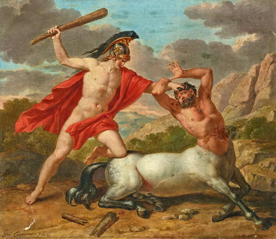 Hercules Slays A Centaur Wall Art by Giuseppe Cammarano - High-Resolution Digital Print