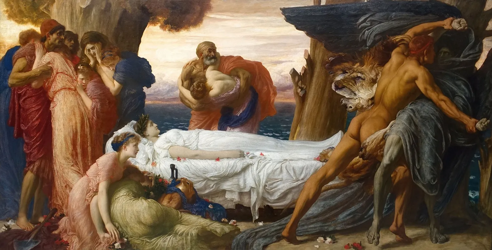 Hercules Wrestling With Death For The Body Of Alcestis Wall Art by Frederic Leighton - High-Resolution Digital Print