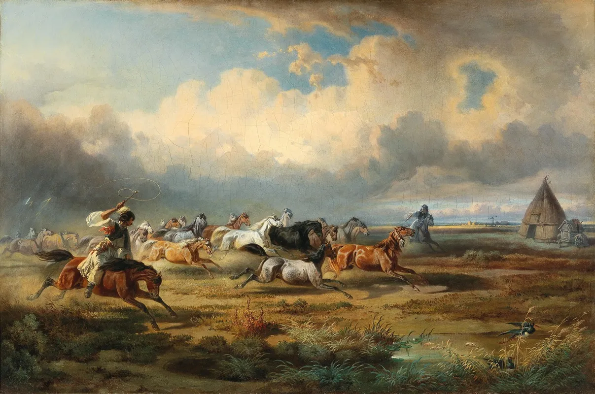 Herd Of Horses On The Puszta