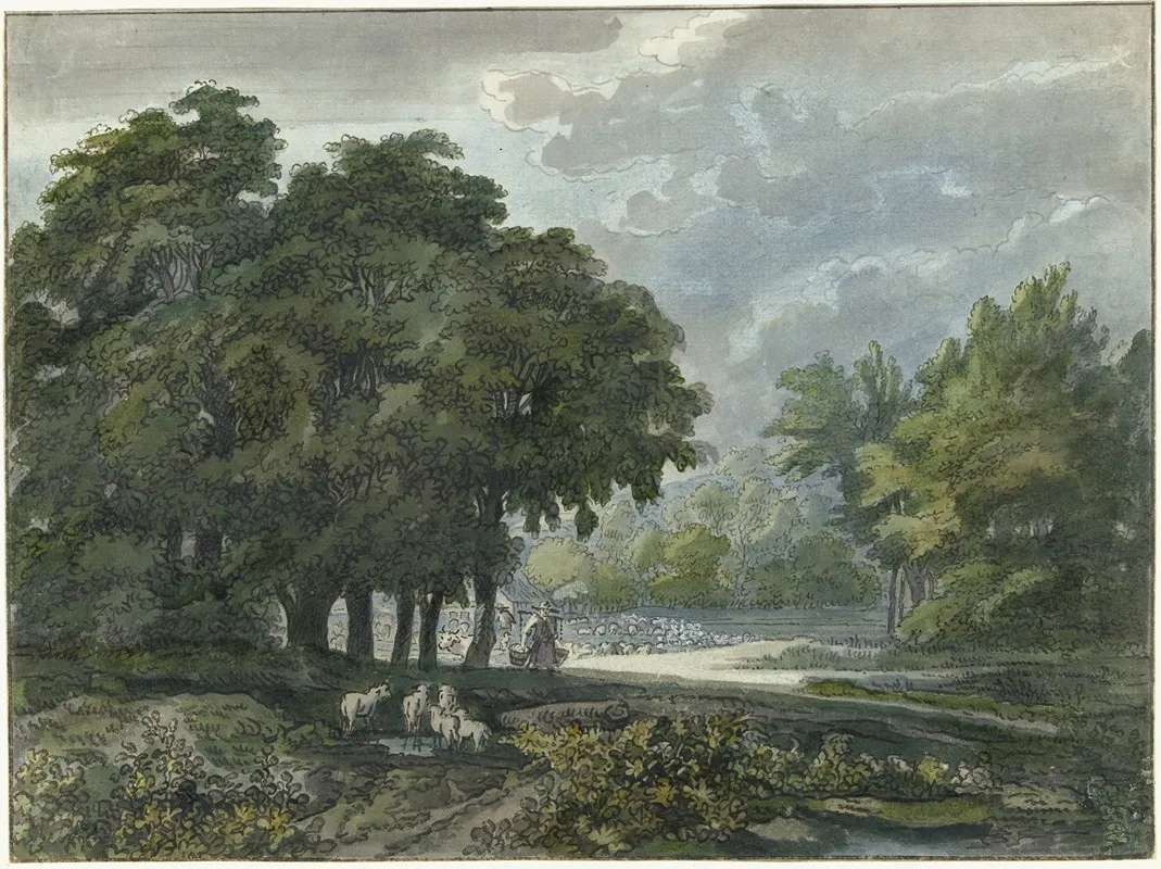 Herders Met Kudde In Bosrijk Landschap 2