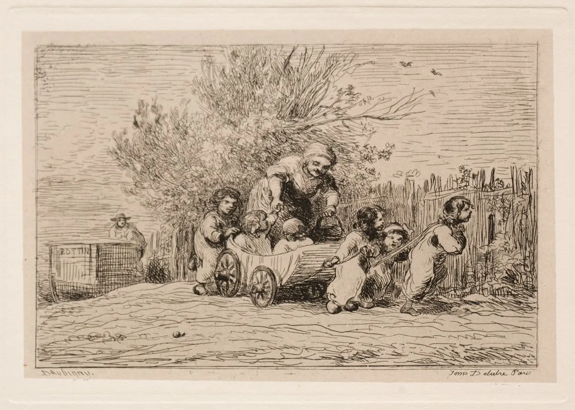 Heritage Of The Cart The Children With The Cart Wall Art by Charles François Daubigny - High-Resolution Digital Print