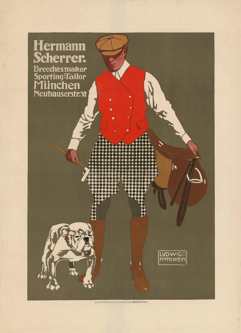 Hermann Scherrer Breechesmaker Sporting Tailor 2 Wall Art by Ludwig Hohlwein - High-Resolution Digital Print