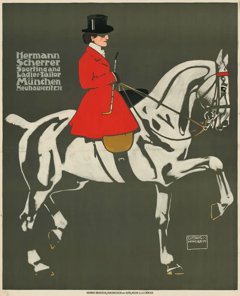 Hermann Scherrer Sporting And Ladies Tailor Munchen Wall Art by Ludwig Hohlwein - High-Resolution Digital Print