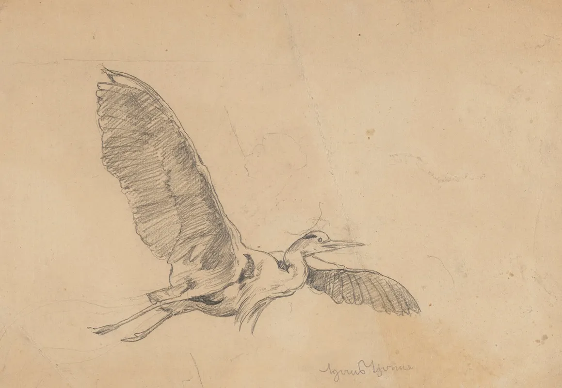 Heron In Flight Wall Art by Hans Thoma - High-Resolution Digital Print