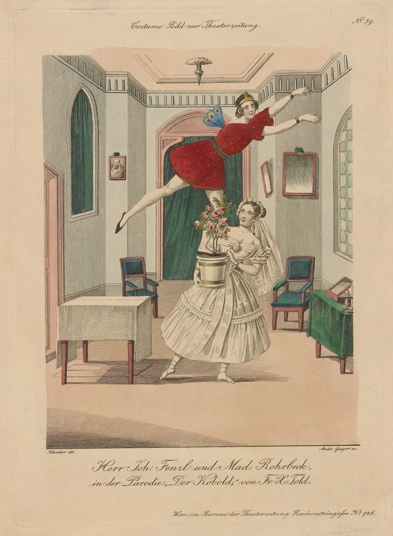 Herr Joh Fenzl Und Mad Rohrbeck In Der Parodie Der Kobold Von Fr X Told Wall Art by Johann Christian Schoeller - High-Resolution Digital Print
