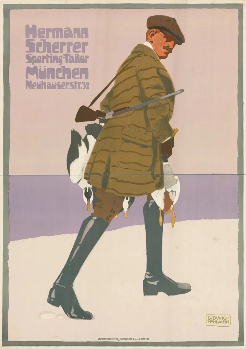 Herrmann Scherrer Sporting Tailor Munchen Wall Art by Ludwig Hohlwein - High-Resolution Digital Print