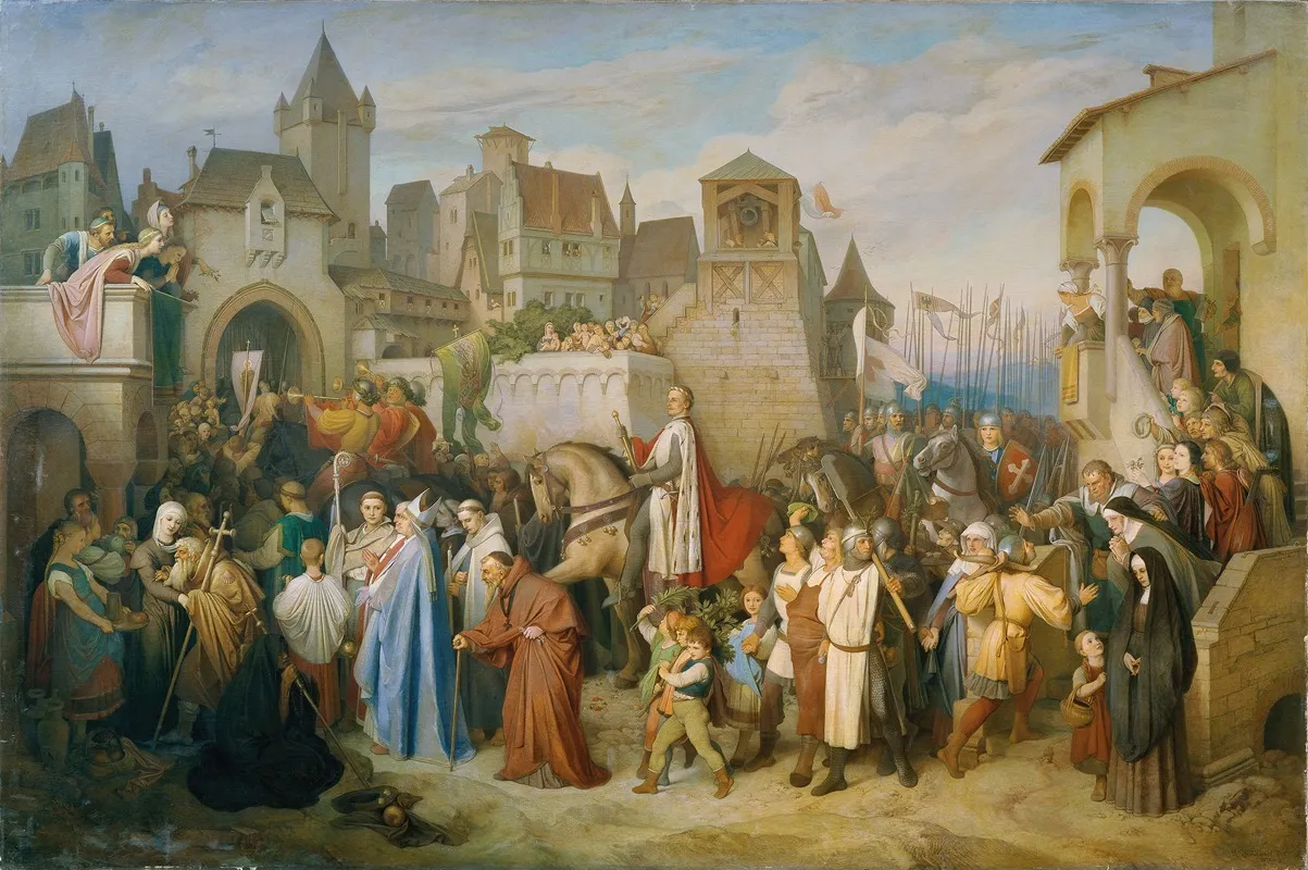 Herzog Leopolds Des Glorreichen Einzug In Wien Nach Dem Kreuzzug Von 1219 Wall Art by Joseph Mathias von Trenkwald - High-Resolution Digital Print