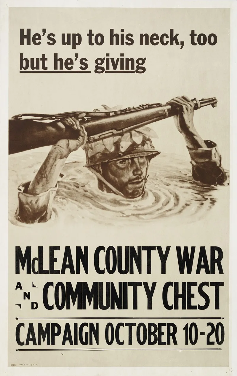 Hes Up To His Neck Too But Hes Giving Mclean County War And Community Chest Campaign October 10 20