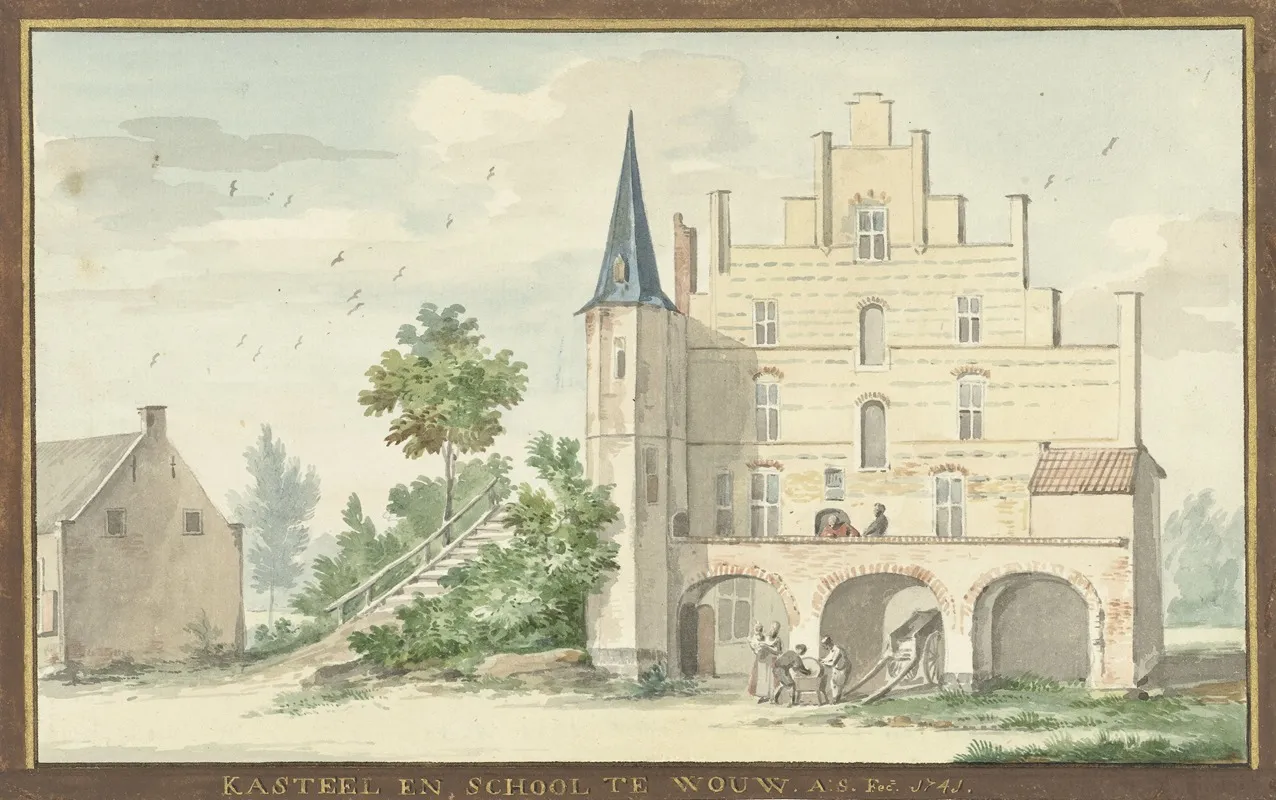Het Kasteel En School Te Wouw Wall Art by Aert Schouman - High-Resolution Digital Print