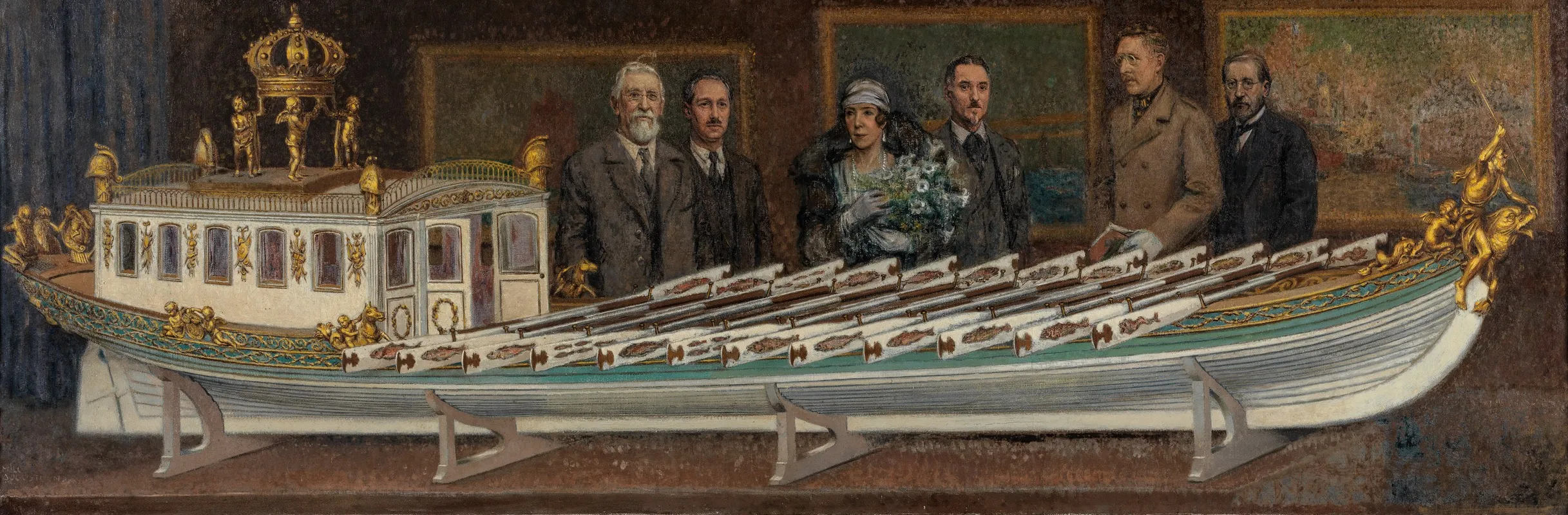 Het Model Van De Staatsiesloep Van Napoleon Bonaparte Gebruikt Voor Zijn Bezoek Aan Antwerpen In 1810 Voorgesteld Aan A M Koning Albert En H M Koningin Elisabeth In 1933 Wall Art by Auguste Milo - High-Resolution Digital Print