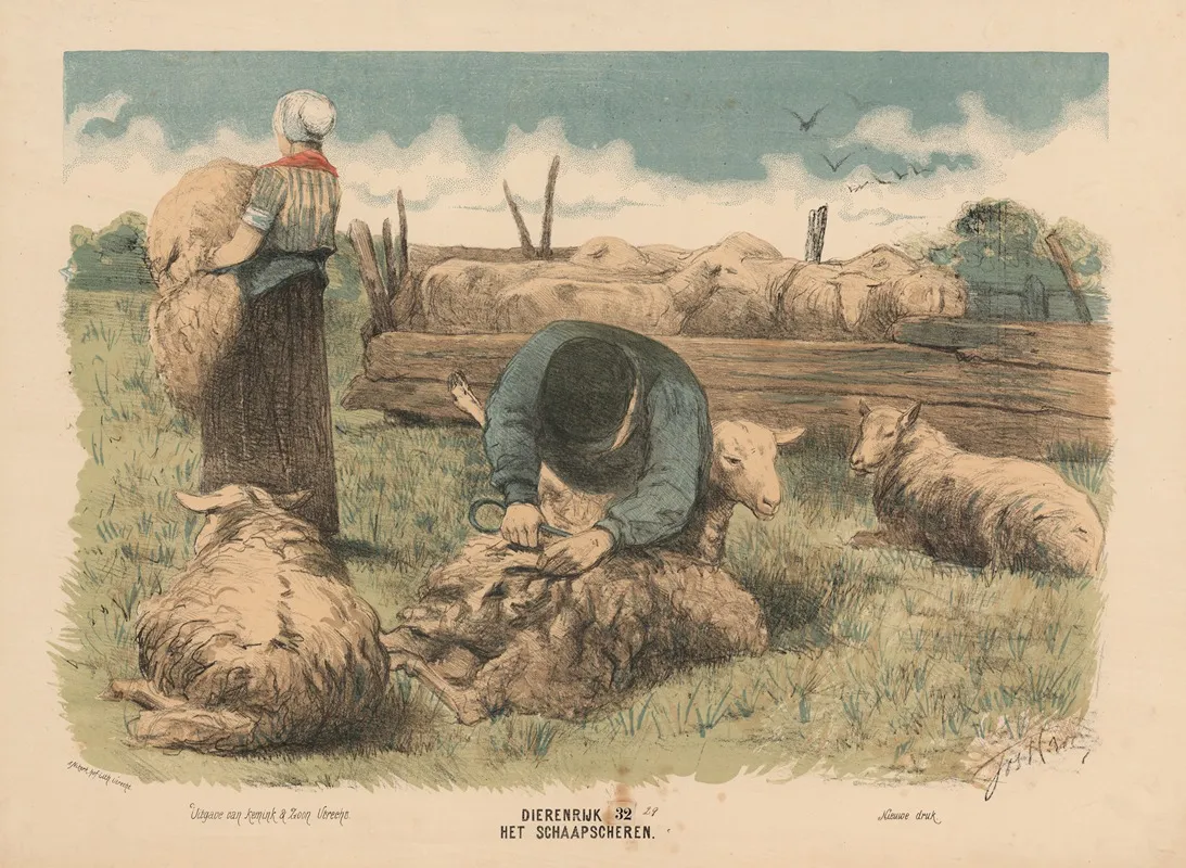Het Schaapscheren Wall Art by Hendrik Jan van Lummel - High-Resolution Digital Print