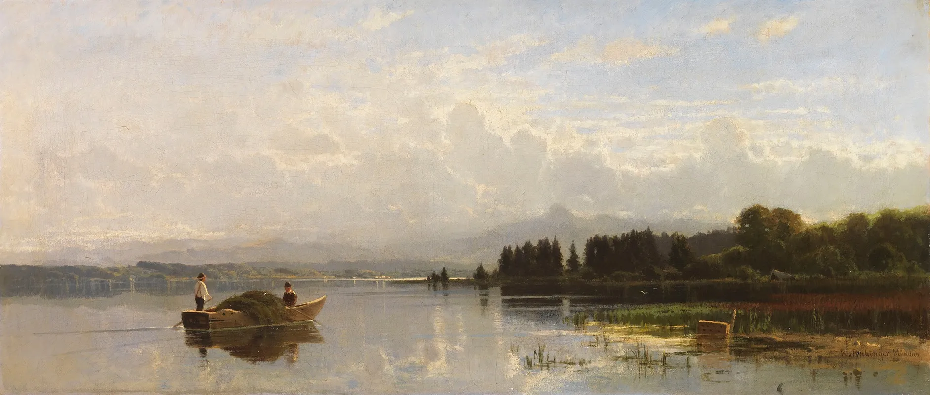 Heuboot Bei Der Uberfahrt Wohl Oberbayerischer See