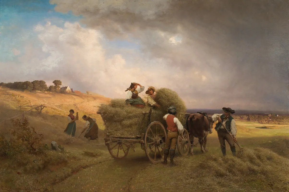 Heueinfahrt Bei Herannahendem Gewitter Wall Art by Carl Schlesinger - High-Resolution Digital Print