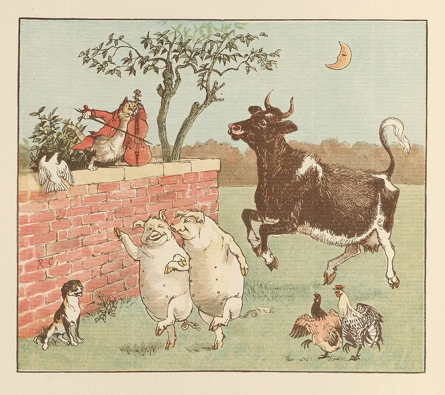 Hey Diddle Diddle And Baby Bunting Pl 3 Wall Art by Randolph Caldecott - High-Resolution Digital Print