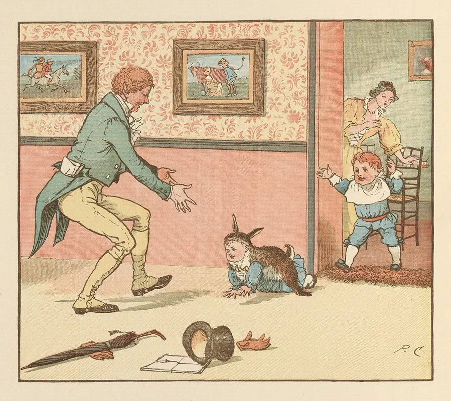 Hey Diddle Diddle And Baby Bunting Pl 7 Wall Art by Randolph Caldecott - High-Resolution Digital Print