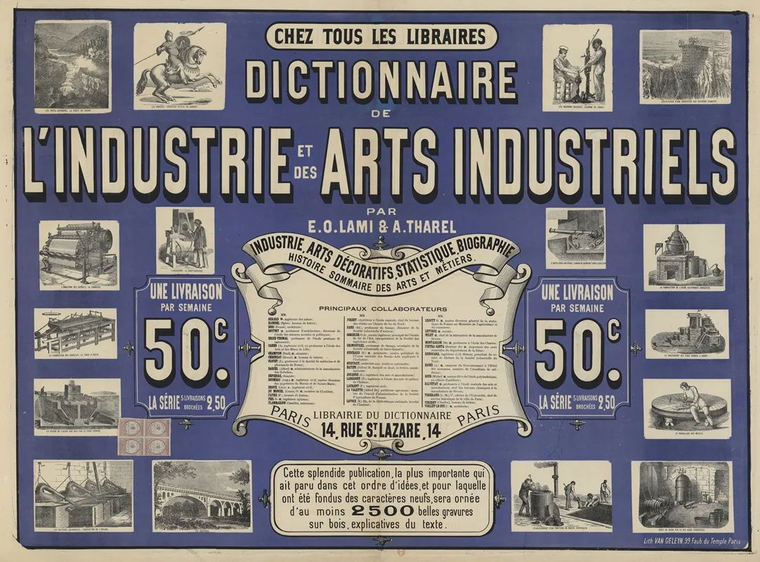 Hez Tous Les Libraires Dictionnaire De Lindustrie Et Des Arts Industriels Wall Art by Auguste Deroy - High-Resolution Digital Print