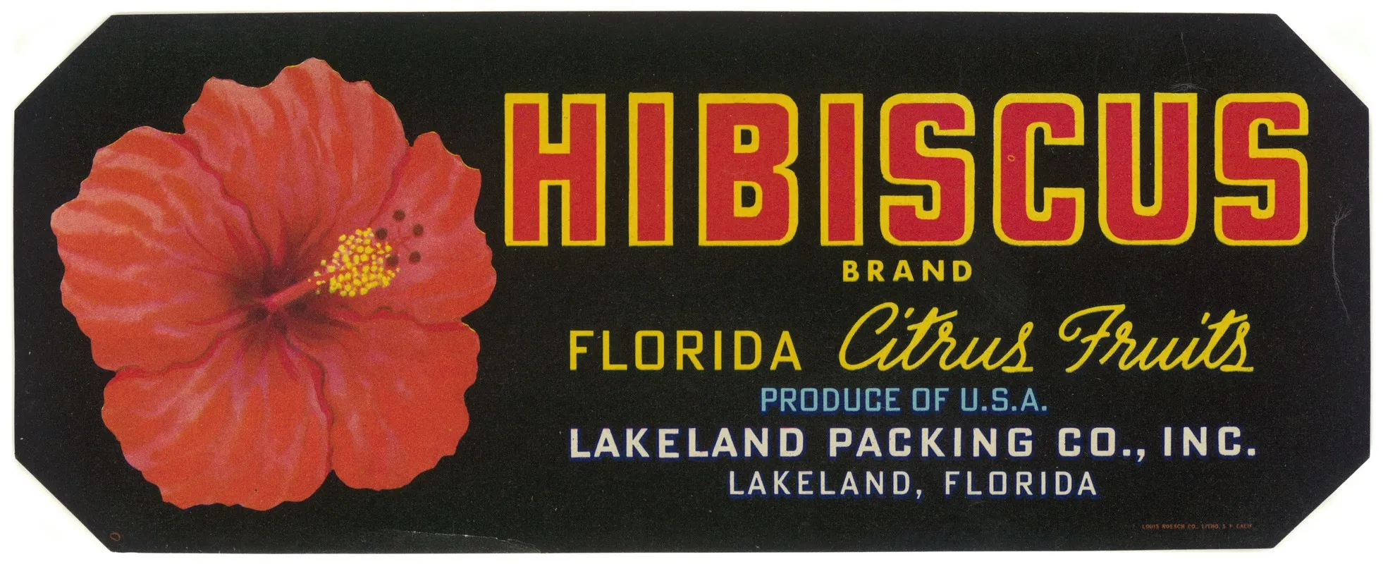 Hibiscus Brand Florida Citrus Fruit Label 2