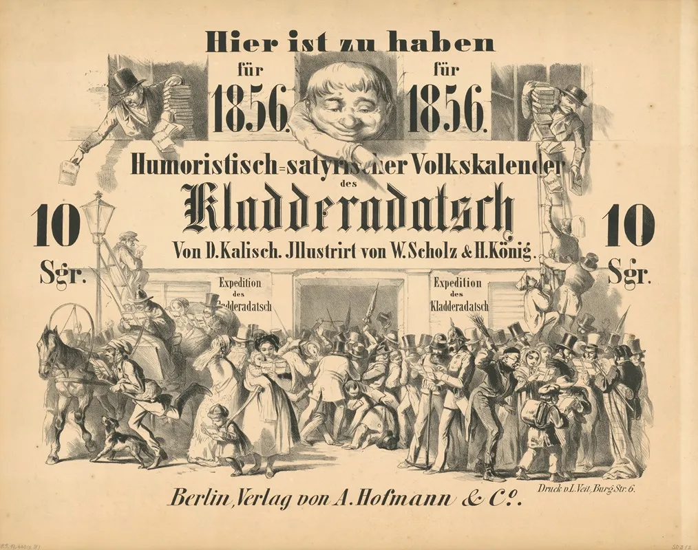 Hier Ist Zu Haben Fur 1856 Humoristisch Satyrischer Volkskalender Kladderadatsch Wall Art by Gustav Bartsch - High-Resolution Digital Print