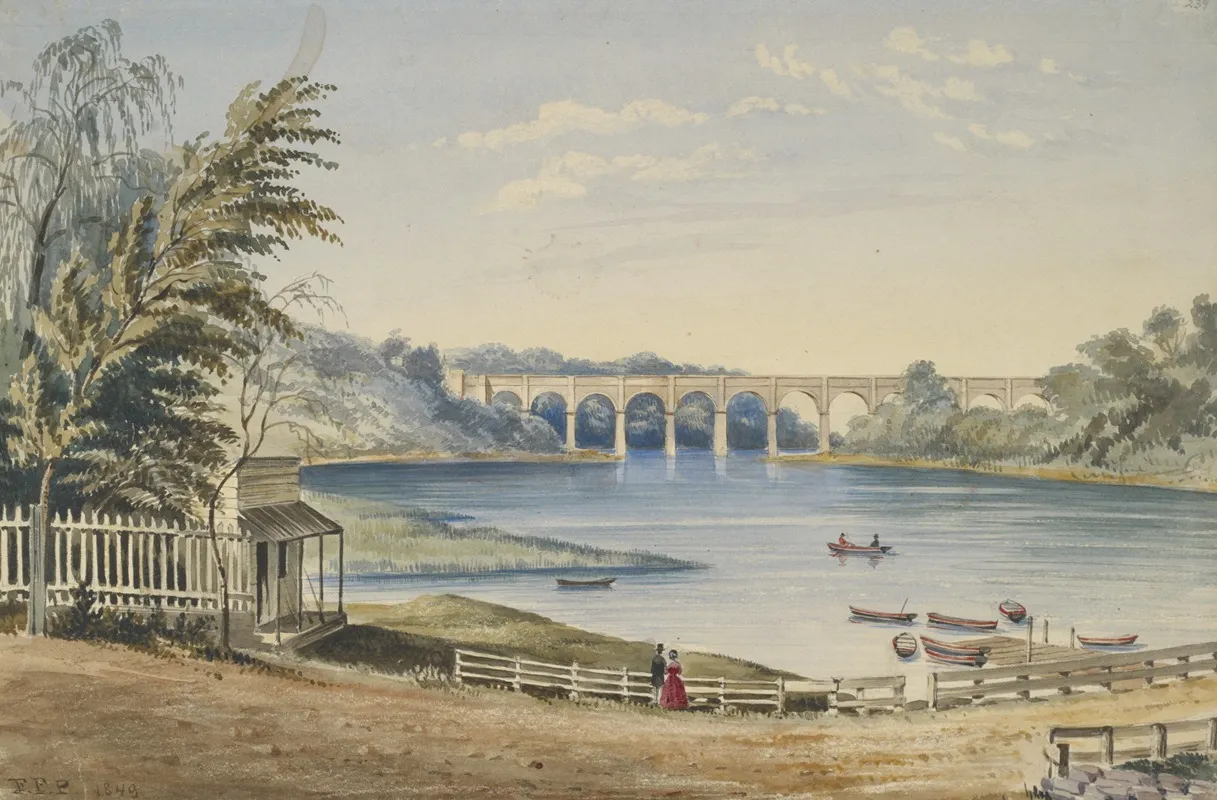 High Bridge New York 2 Wall Art by Fanny Palmer - High-Resolution Digital Print