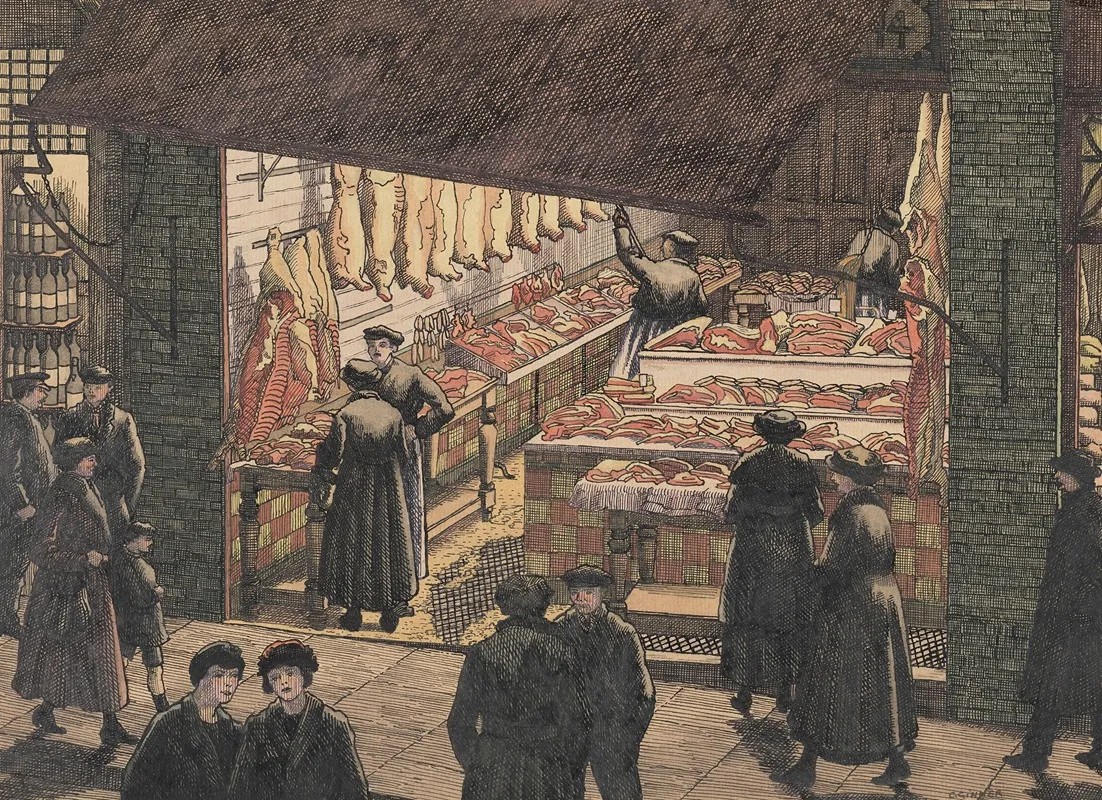 High Class Butchers Wall Art by Charles Ginner - High-Resolution Digital Print