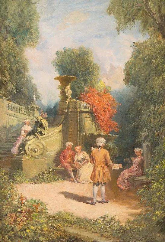 High Society In A Pleasure Garden Wall Art by Max Friedrich Rabes - High-Resolution Digital Print