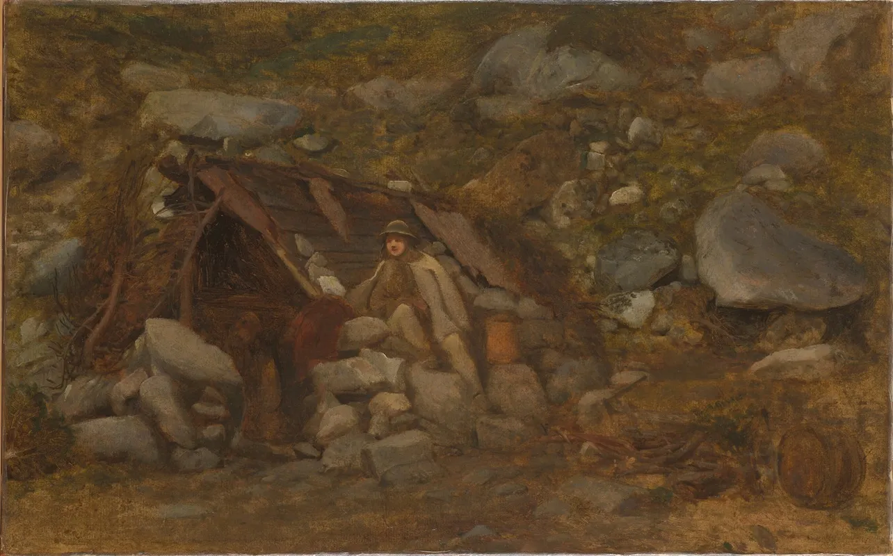 Highlander In Front Of A Hut Wall Art by Aleksander Kotsis - High-Resolution Digital Print