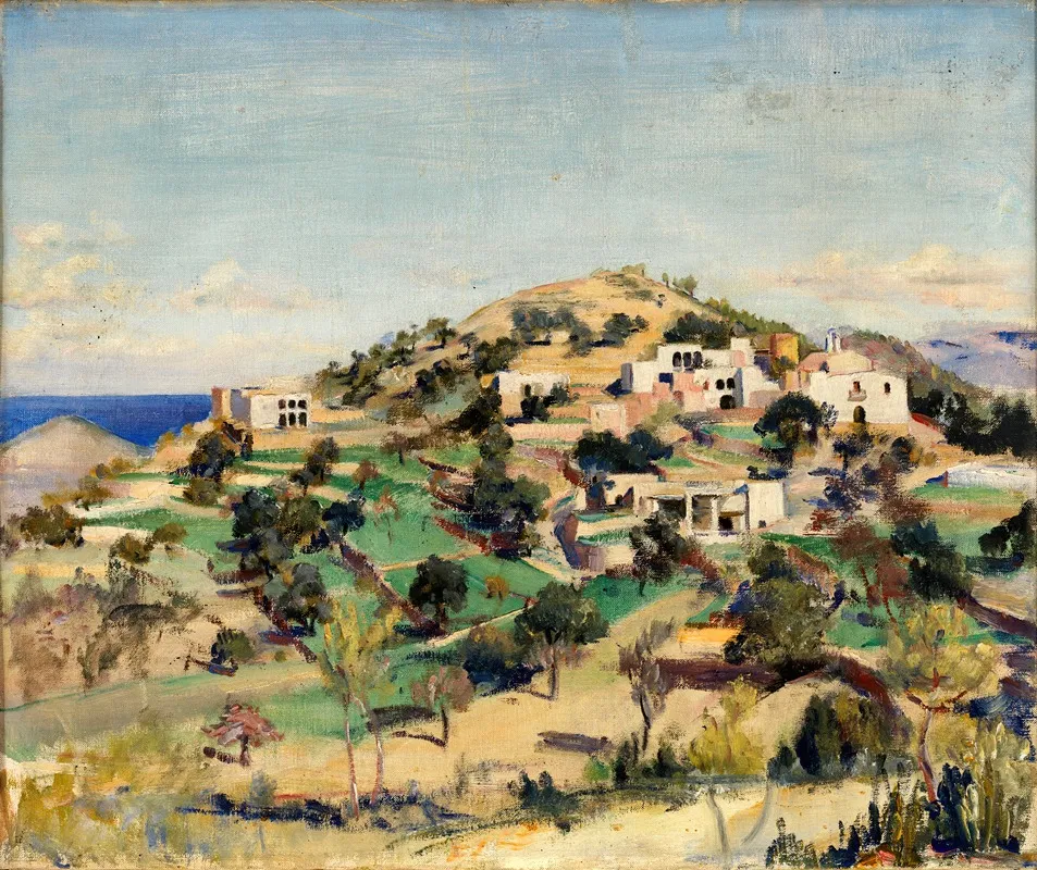 Hill With White Houses Wall Art by Eleanor Harris - High-Resolution Digital Print