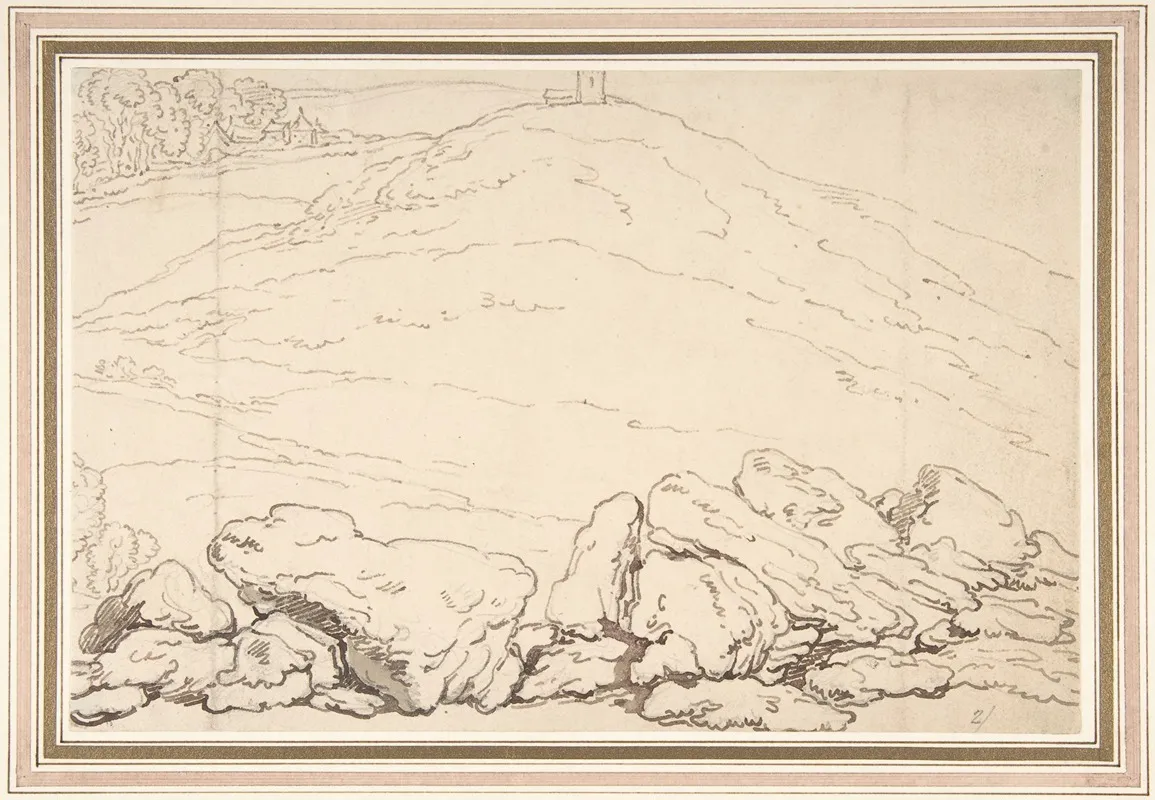 Hilly Landscape With Rocks Wall Art by Thomas Rowlandson - High-Resolution Digital Print